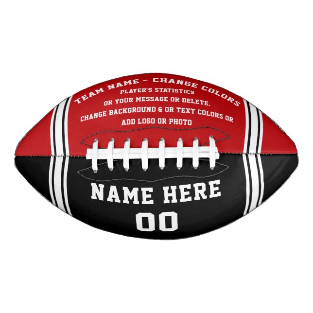 Custom Football Ball, Your TEXT, Change COLORS (Front)