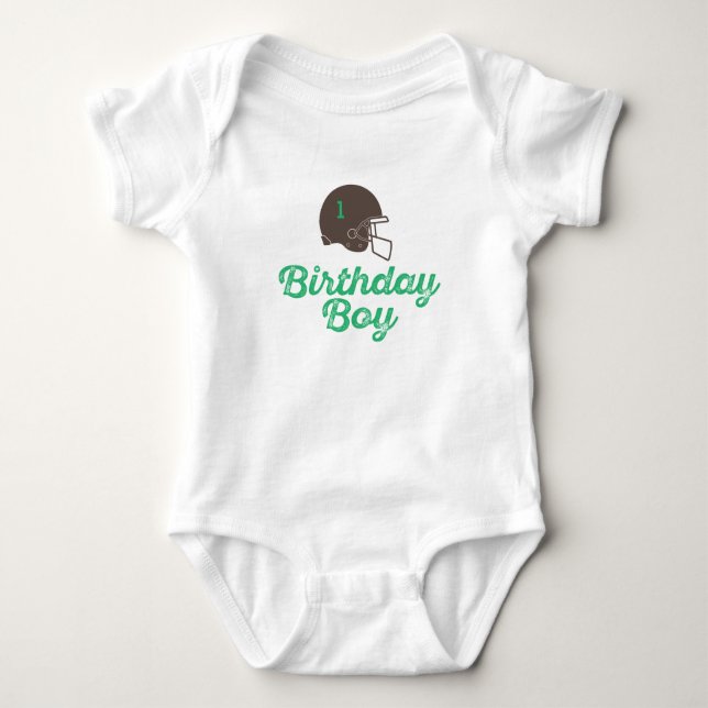 Custom Football First Birthday Baby Bodysuit (Front)