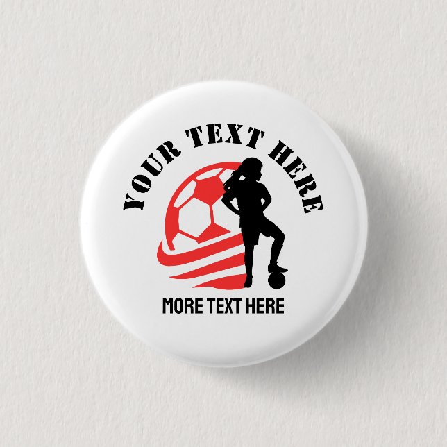 Custom Football Girl kid's Football Birthday party 3 Cm Round Badge (Front)