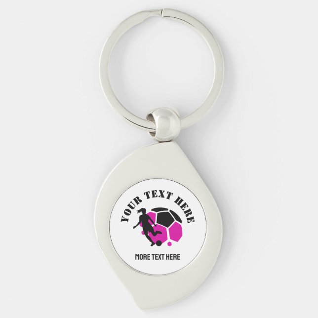 Custom Football Girl kid's Football Birthday party Key Ring (Front)