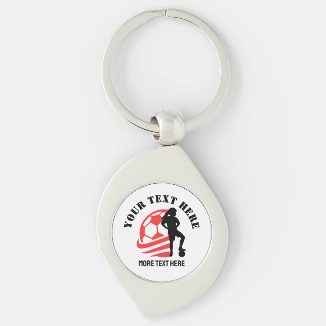 Custom Football Girl kid's Football Birthday party Key Ring (Front)
