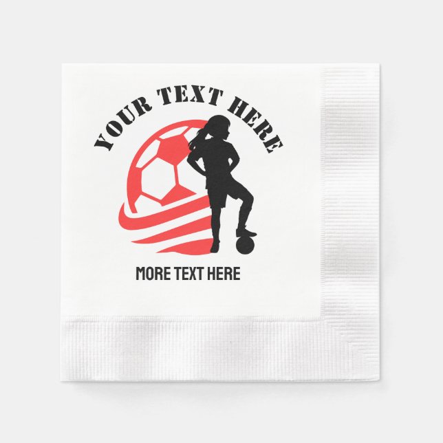 Custom Football Girl kid's Football Birthday party Napkin (Front)