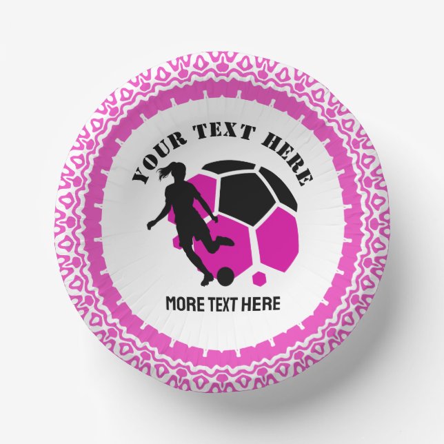 Custom Football Girl kid's Football Birthday Party Paper Plate (Front)