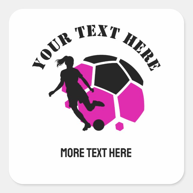 Custom Football Girl kid's Football Birthday party Square Sticker (Front)