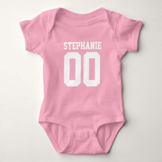 Custom Football Jersey Baby Girl Personalised Name Baby Bodysuit (Front)