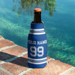 Custom football jersey number athletic stripes bottle cooler