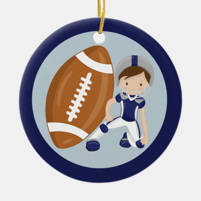 Custom Football Kid Ceramic Tree Decoration (Front)