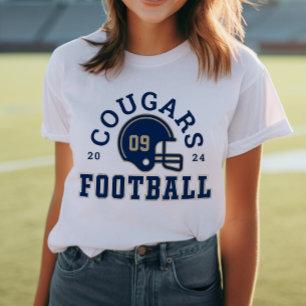 Custom Football Mum Navy Blue and Gold Team Tri-Blend Shirt