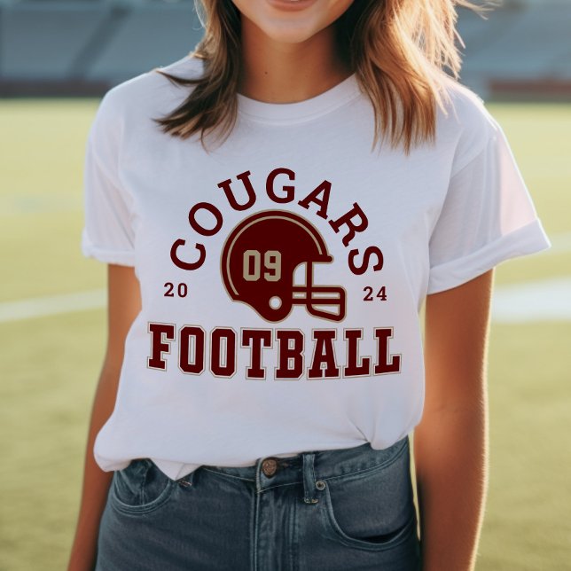 Custom Football Mum Red and Gold Team Tri-Blend Shirt (Creator Uploaded)