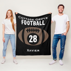 Custom Football Name, Number, School Fleece Blanket