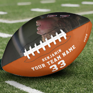 Custom Football Orange Name Number Team Photo