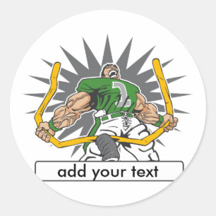 Custom Football Player Green Classic Round Sticker