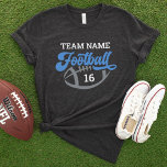 Custom Football Player Name and Number Black Tri-Blend Shirt<br><div class="desc">Custom Front and Back Football T-Shirt - shown in charcoal black
Design features script "Football" wording with text that can be customised for the team name,  player last name,  and jersey number. White,  blue,  and grey colours can be customised.</div>