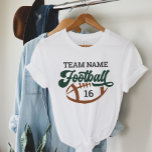 Custom Football Player Name and Number Green Tri-Blend Shirt<br><div class="desc">Custom Front and Back Football T-Shirt - shown in White
Design features script "Football" wording with text that can be customised for the team name,  player last name,  and jersey number. Dark green,  leather brown,  and charcoal grey colours can be customised.</div>