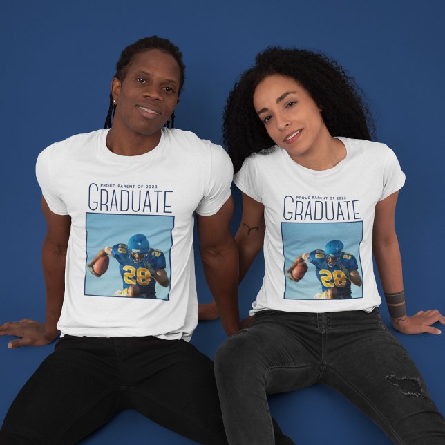 Custom Football Player Photo Graduation Parent T-Shirt (Creator Uploaded)