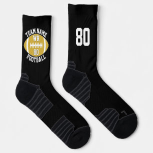 Custom Football Player Team Name and Number Gold Socks