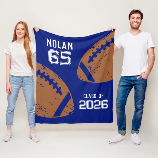 Custom Football Senior Player Number Class of Fleece Blanket (In Situ)