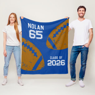 Custom Football Senior Player Number Class of Fleece Blanket