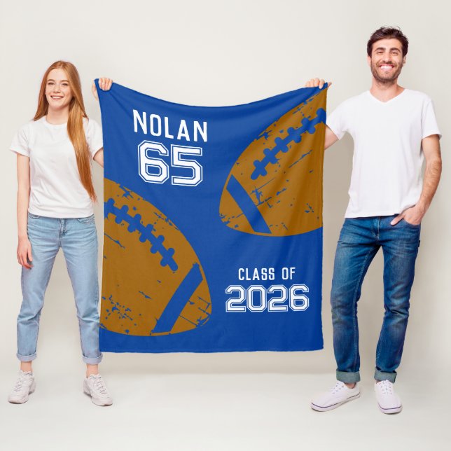 Custom Football Senior Player Number Class of Fleece Blanket (In Situ)