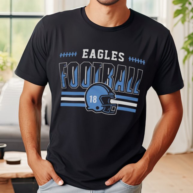 Custom Football Team Blue and Black Men's T-Shirt (Creator Uploaded)