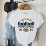 Custom Football Team Blue and Brown Women's Tri-Blend Shirt<br><div class="desc">Custom Football Name and Player Number T-Shirt for Mum - shown in White
Design for football moms features retro lettering and custom text that can be personalised with a team name and player's jersey number. Navy blue and golden brown can be customised.</div>