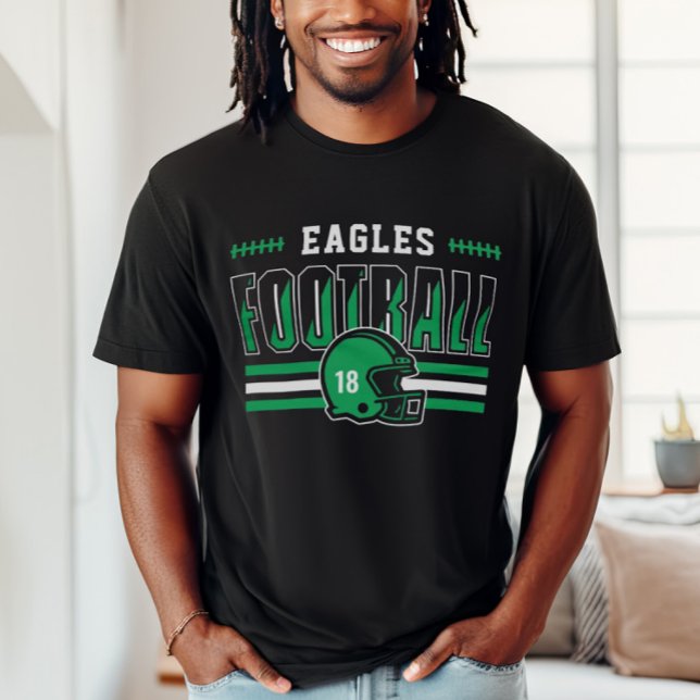 Custom Football Team Green and Black Men's T-Shirt (Creator Uploaded)