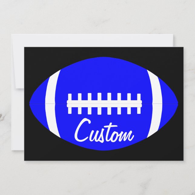 Custom Football Team Name Blue Football Stationary Note Card (Front)
