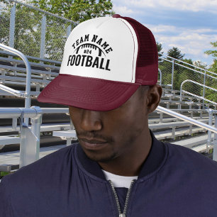 Custom Football Team Name Number Maroon Trucker Hat