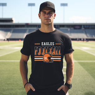 Custom Football Team Orange and Black Men's T-Shirt