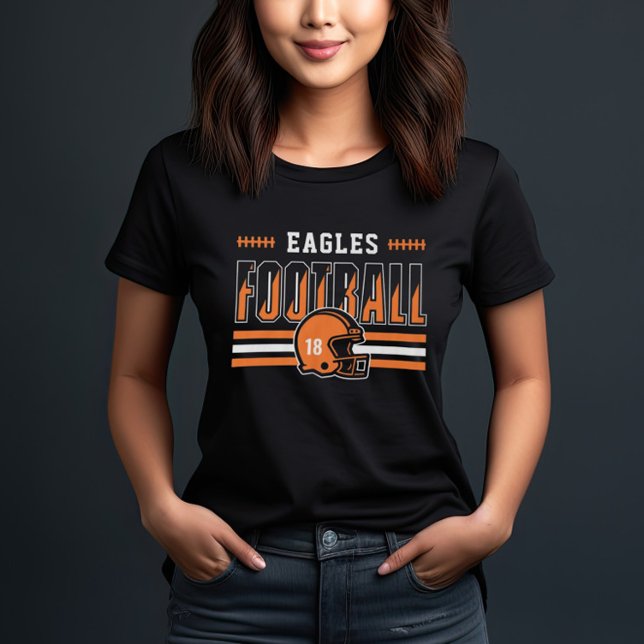 Custom Football Team Orange and Black Women's Tri-Blend Shirt (Creator Uploaded)