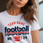Custom Football Team Red White and Blue Women's Tri-Blend Shirt<br><div class="desc">Custom Football Name and Player Number T-Shirt for Mum - shown in White
Design for football moms features retro lettering and custom text that can be personalised with a team name and player's jersey number. Red and blue colours can be customised.</div>