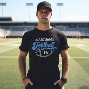 Custom Football Team Script Blue Black Dad T-Shirt