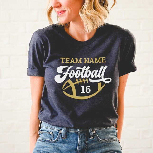 Custom Football Team Script Gold Navy Mum Tri-Blend Shirt (Creator Uploaded)