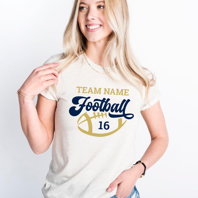 Custom Football Team Script Gold Oatmeal Tri-Blend Shirt (Creator Uploaded)