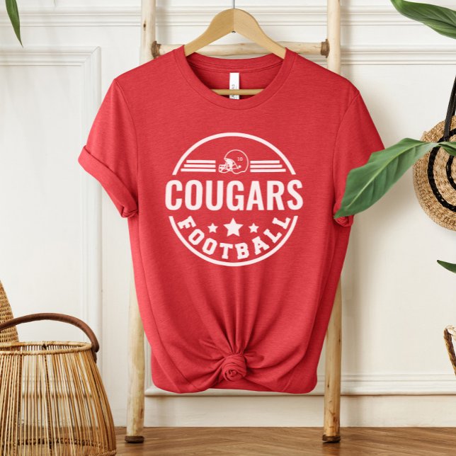 Custom Football Team with Player Name Number Red Tri-Blend Shirt (Creator Uploaded)