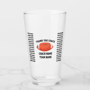 Custom Football Thank You Coach Team All Players Glass