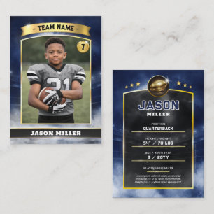 Custom Football Trading Card, Blue Gold Stadium Calling Card