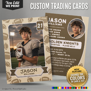 Custom Football Trading Card, Editable Colours Car Calling Card