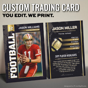 Custom Football Trading Card, Gold Power Player Calling Card