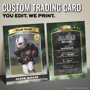 Custom Football Trading Card Green Gold Stadium