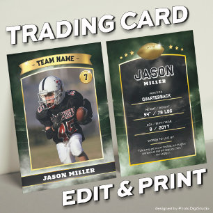 Custom Football Trading Card Green Gold Stadium