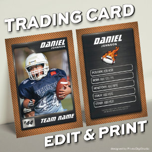 Custom Football Trading Card, Player Profile Card