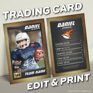 Custom Football Trading Card, Player Profile Card