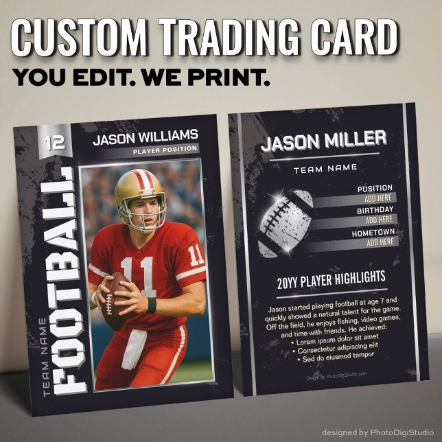 Custom Football Trading Card, Silver Power Player Calling Card (Custom Football Trading Card, Silver Power Player Card)