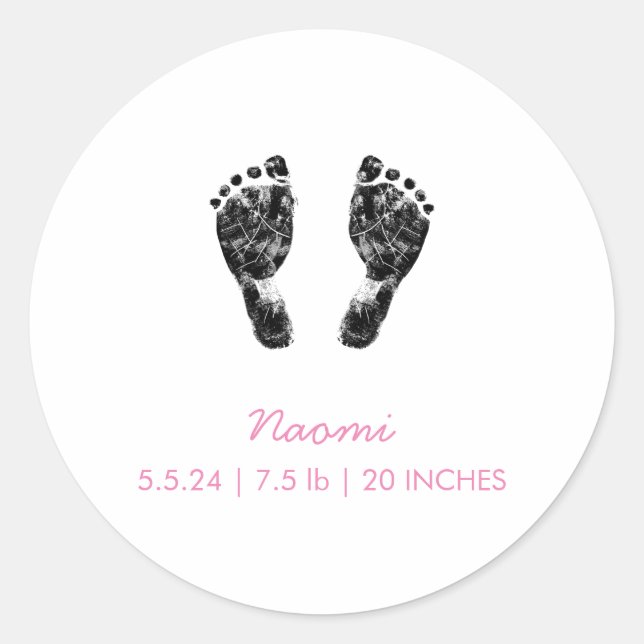 Custom Footprint  | Upload Your Baby Footprint To  Classic Round Sticker (Front)