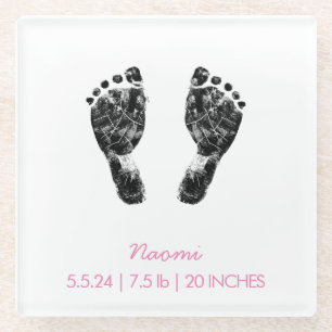 Custom Footprint Upload Your Baby Footprint To Glass Coaster