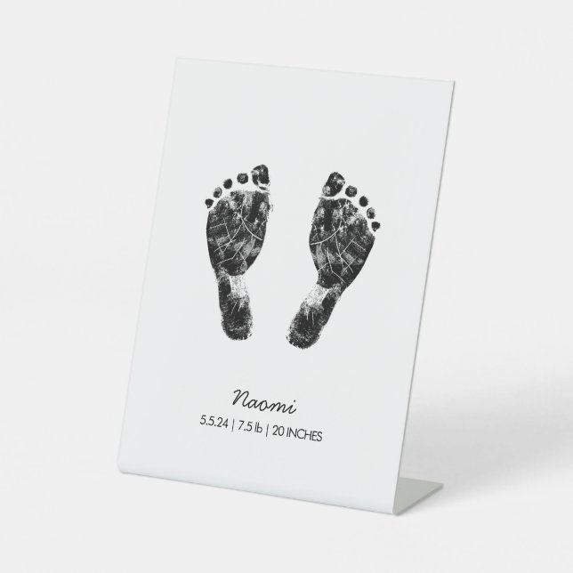 Custom Footprint  | Upload Your Baby Footprint To  Pedestal Sign (Front)