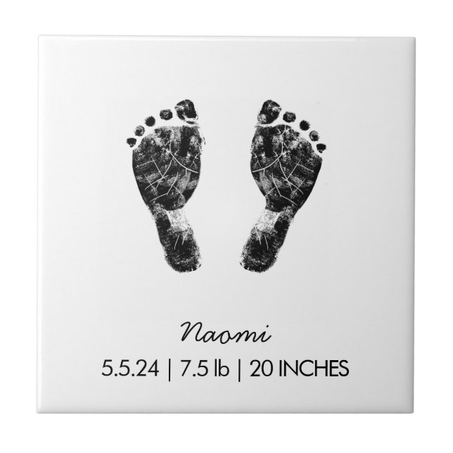 Custom Footprint  | Upload Your Baby Footprint To  Tile (Front)