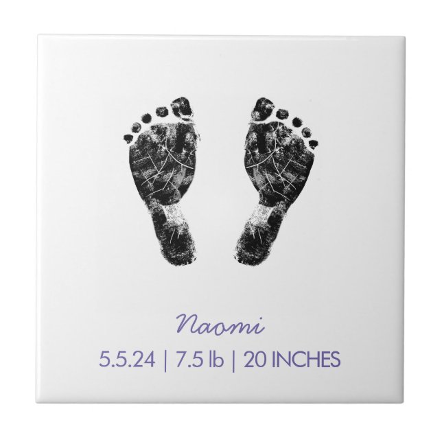 Custom Footprint  | Upload Your Baby Footprint To  Tile (Front)