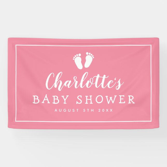 Custom footprints baby shower party banner sign (Horizontal)